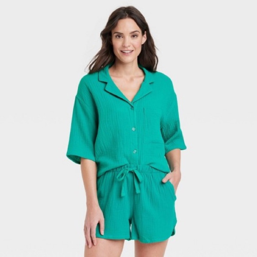 Target Stars Above Cotton Gauze Set - Green
